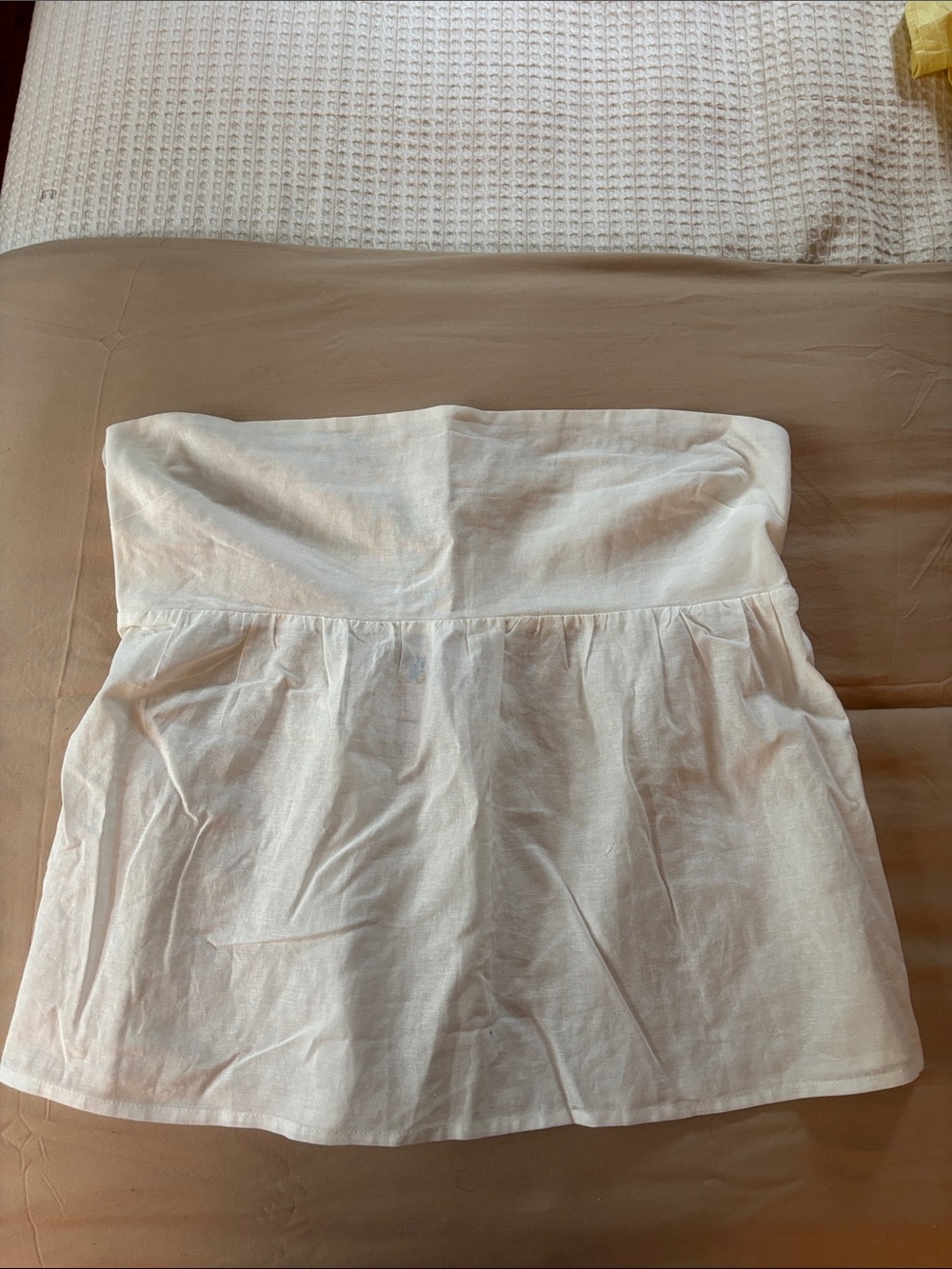 Princess Polly Cream Strapless Smocked Peplum Top